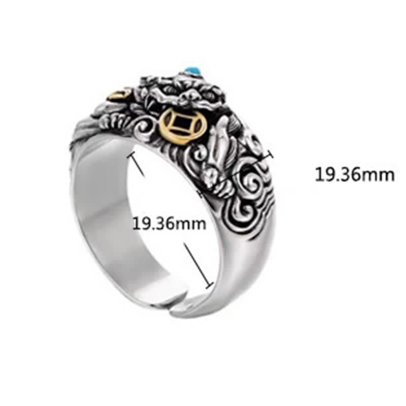 Buddha Stones Anillo ajustable de cobre con relieve tallado de Pi Xiu para conexión a tierra y prosperidad. - image 12