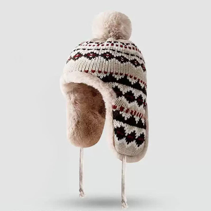 Buddha Stones Gorro de invierno para mujer con forro polar, orejeras y pompón geométrico. - Trigo - Talla única (54-60 cm) - image 6