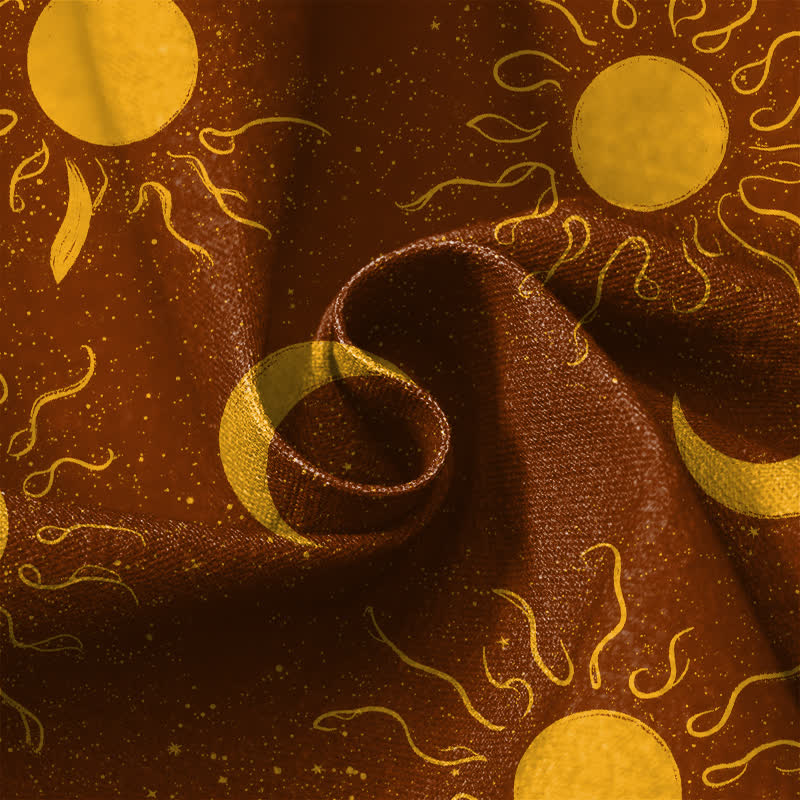 Buddha Stones Pantalones harem de algodón puro con estampado de sol y luna celestial, botones de rana y cintura elástica para mujer con bolsillos. - image 4