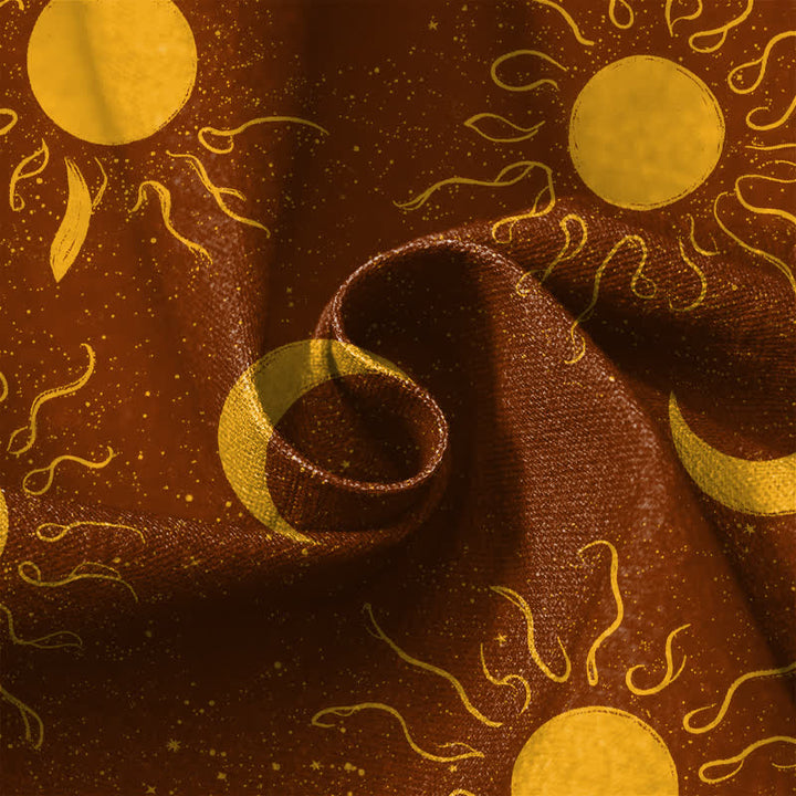 Buddha Stones Pantalones harem de algodón puro con estampado de sol y luna celestial, botones de rana y cintura elástica para mujer con bolsillos. - image 4
