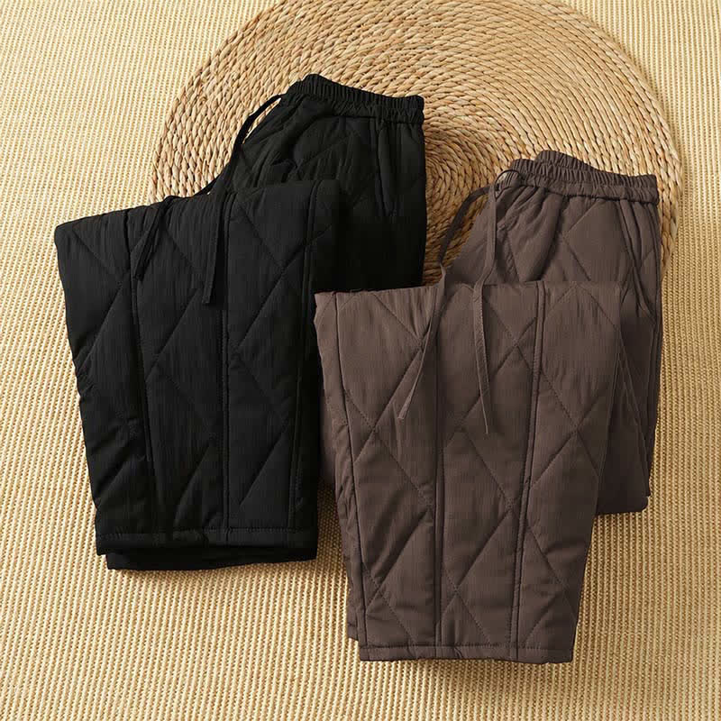 Buddha Stones Pantalones tobilleros geométricos casuales de invierno con cordón ajustable para mujer, de pierna recta y con bolsillos. - image 17