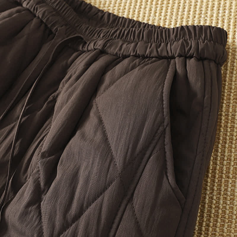 Buddha Stones Pantalones tobilleros geométricos casuales de invierno con cordón ajustable para mujer, de pierna recta y con bolsillos. - image 5