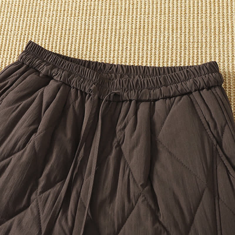 Buddha Stones Pantalones tobilleros geométricos casuales de invierno con cordón ajustable para mujer, de pierna recta y con bolsillos. - image 3