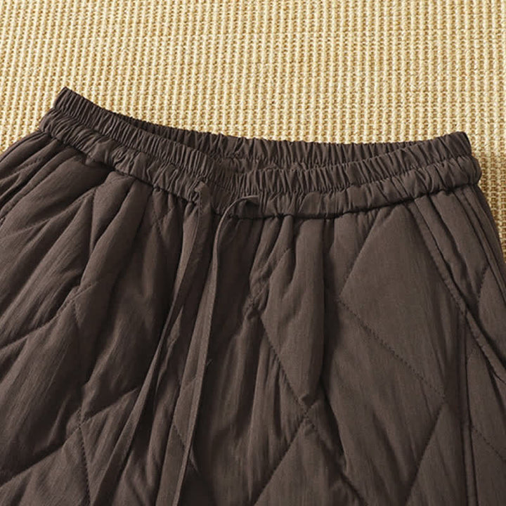 Buddha Stones Pantalones tobilleros geométricos casuales de invierno con cordón ajustable para mujer, de pierna recta y con bolsillos. - image 3