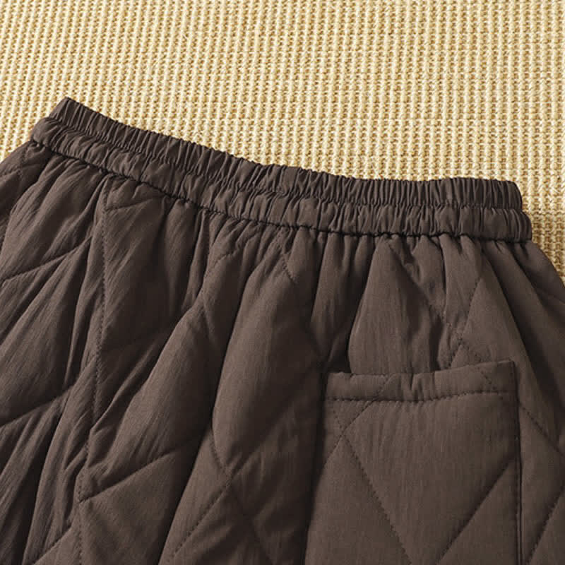 Buddha Stones Pantalones tobilleros geométricos casuales de invierno con cordón ajustable para mujer, de pierna recta y con bolsillos. - image 4
