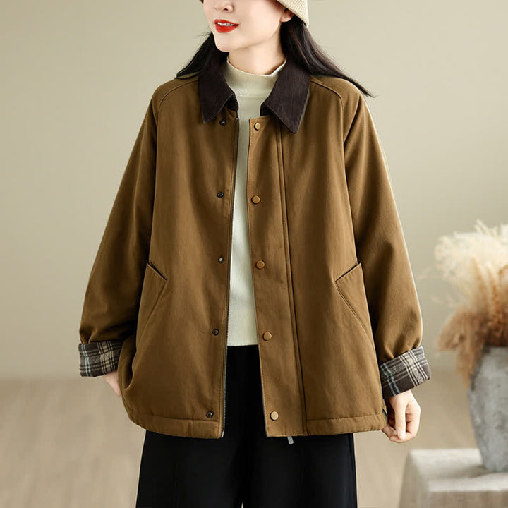 Buddha Stones Chaqueta clásica informal de mujer para otoño/invierno con bolsillos. - Marrón silla de montar - US8-10, UK/AU12-14, EU40-42 (XL) - image 0