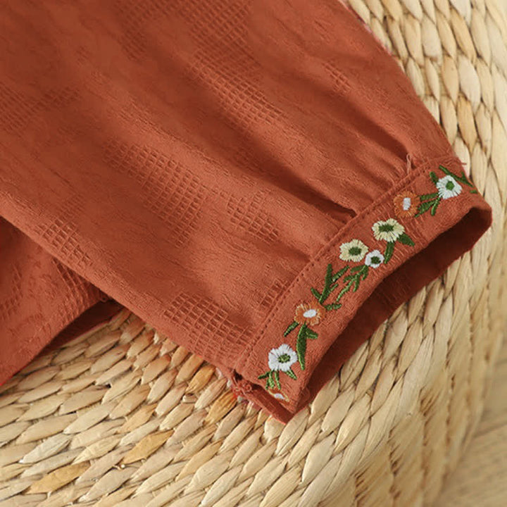Buddha Stones Camisas de manga larga para mujer estilo Tang vintage con cuello mandarín y bordado floral. - image 21