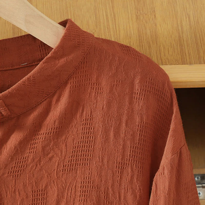 Buddha Stones Camisas de manga larga para mujer estilo Tang vintage con cuello mandarín y bordado floral. - image 17