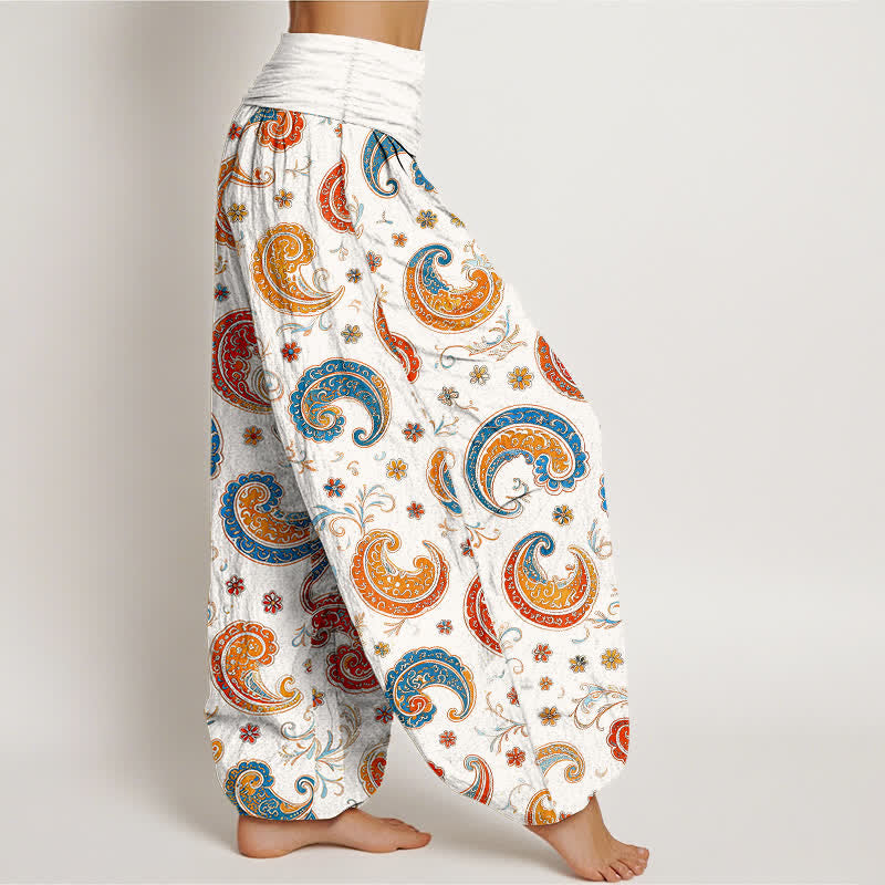 Buddha Stones Pantalones harem de mujer con cintura elástica, estampado exótico de cachemir y algodón. - image 7