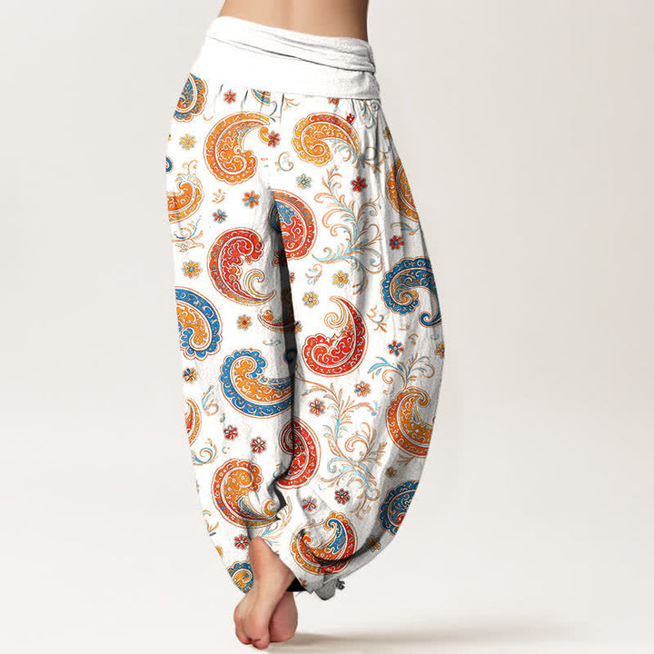 Buddha Stones Pantalones harem de mujer con cintura elástica, estampado exótico de cachemir y algodón. - image 6