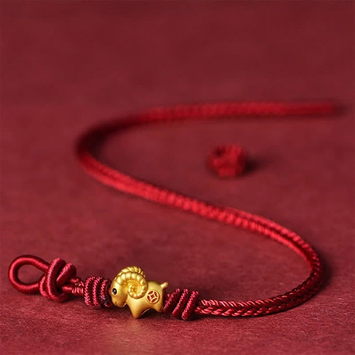 Buddha Stones Pulsera con dije de cabra trenzada de hilo rojo - image 11