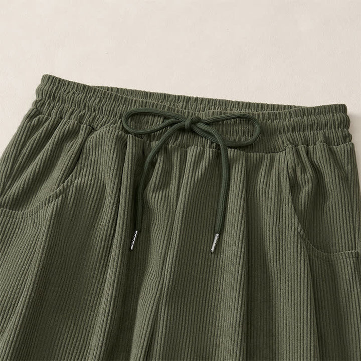 Buddha Stones Pantalones largos de pana lisos, de corte recto, con cordón ajustable, estilo casual de otoño/invierno, para mujer, con bolsillos. - image 5