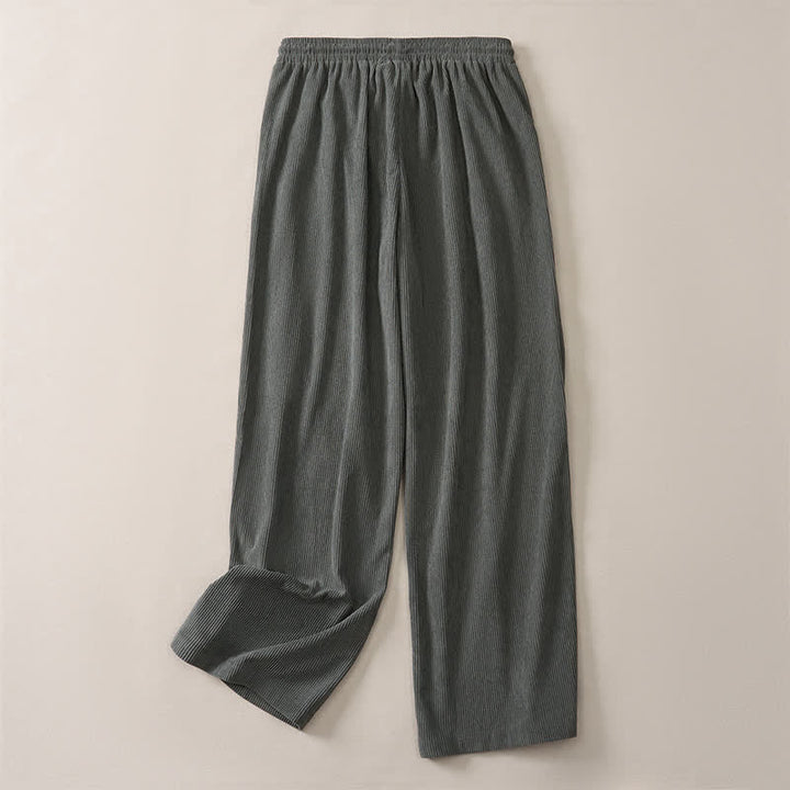 Buddha Stones Pantalones largos de pana lisos, de corte recto, con cordón ajustable, estilo casual de otoño/invierno, para mujer, con bolsillos. - image 18