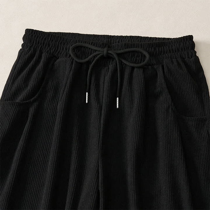 Buddha Stones Pantalones largos de pana lisos, de corte recto, con cordón ajustable, estilo casual de otoño/invierno, para mujer, con bolsillos. - image 13