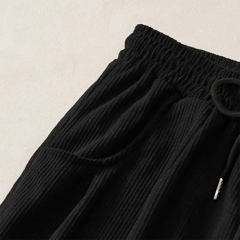 Buddha Stones Pantalones largos de pana lisos, de corte recto, con cordón ajustable, estilo casual de otoño/invierno, para mujer, con bolsillos. - image 12