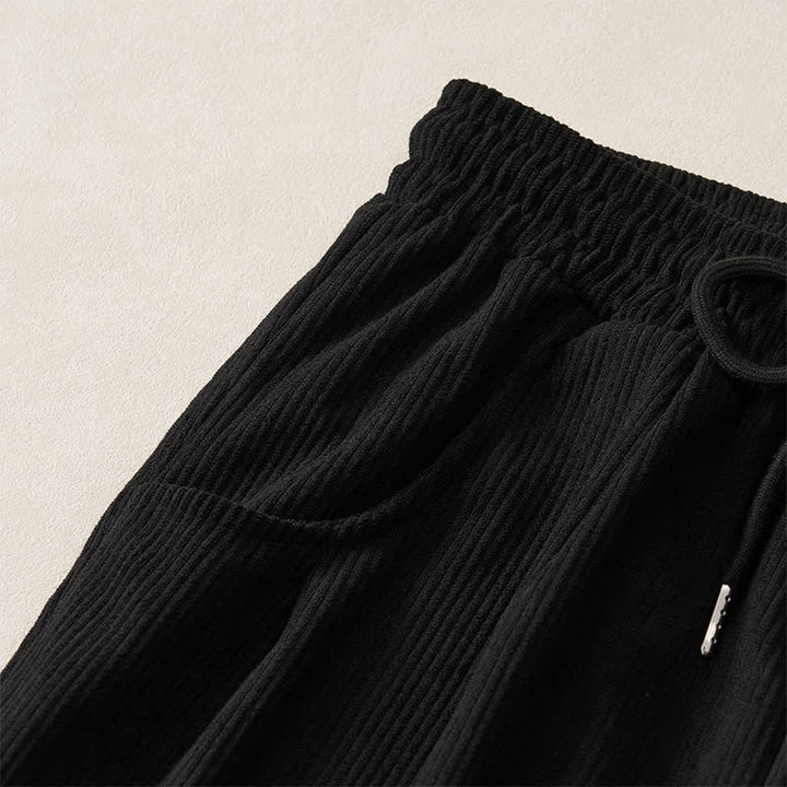Buddha Stones Pantalones largos de pana lisos, de corte recto, con cordón ajustable, estilo casual de otoño/invierno, para mujer, con bolsillos. - image 12
