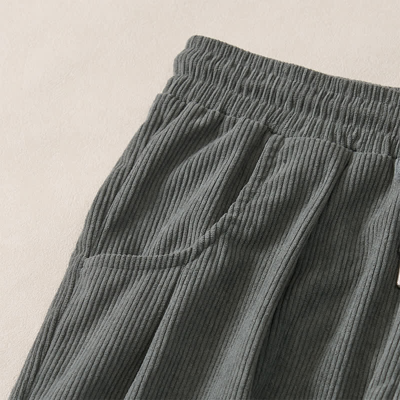 Buddha Stones Pantalones largos de pana lisos, de corte recto, con cordón ajustable, estilo casual de otoño/invierno, para mujer, con bolsillos. - image 19
