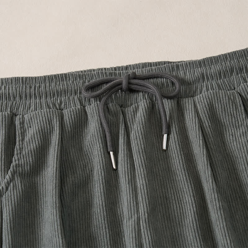 Buddha Stones Pantalones largos de pana lisos, de corte recto, con cordón ajustable, estilo casual de otoño/invierno, para mujer, con bolsillos. - image 20