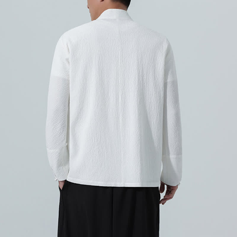 Buddha Stones Camisa de manga larga para hombre, estilo Tang clásico de otoño, con botones y abertura lateral. - image 13