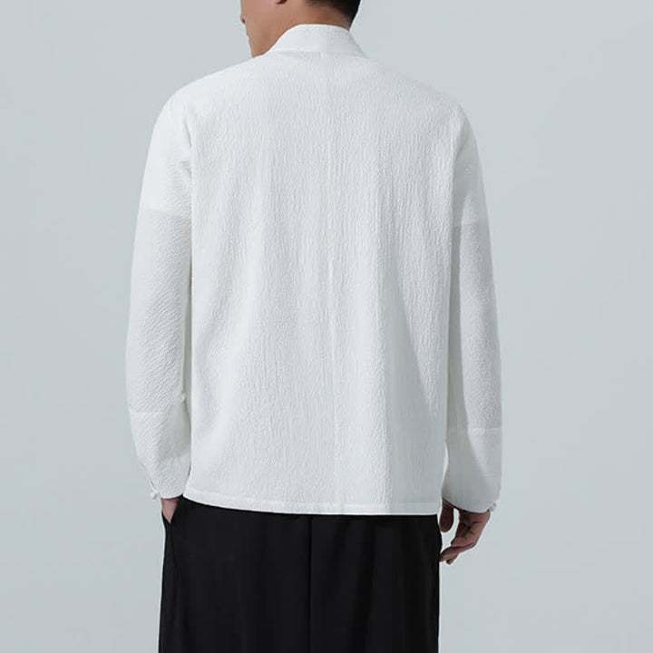 Buddha Stones Camisa de manga larga para hombre, estilo Tang clásico de otoño, con botones y abertura lateral. - image 13