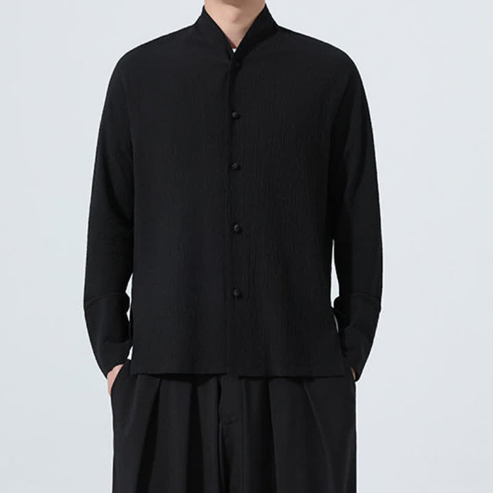 Buddha Stones Camisa de manga larga para hombre, estilo Tang clásico de otoño, con botones y abertura lateral. - image 28