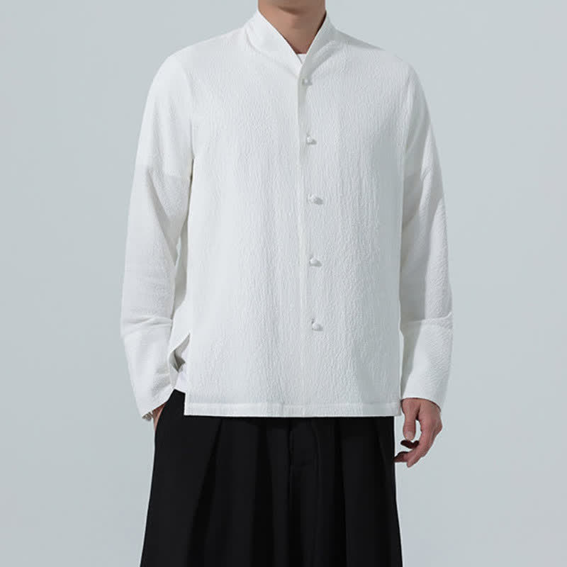 Buddha Stones Camisa de manga larga para hombre, estilo Tang clásico de otoño, con botones y abertura lateral. - image 10