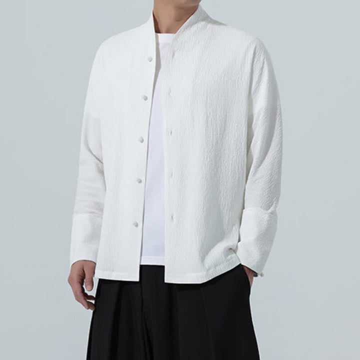 Buddha Stones Camisa de manga larga para hombre, estilo Tang clásico de otoño, con botones y abertura lateral. - image 15