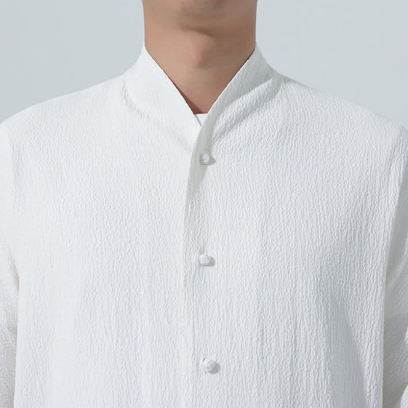 Buddha Stones Camisa de manga larga para hombre, estilo Tang clásico de otoño, con botones y abertura lateral. - image 18