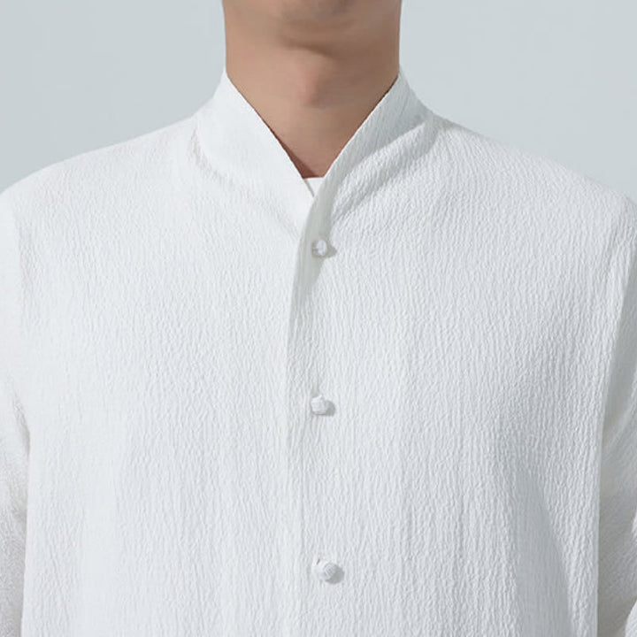 Buddha Stones Camisa de manga larga para hombre, estilo Tang clásico de otoño, con botones y abertura lateral. - image 18
