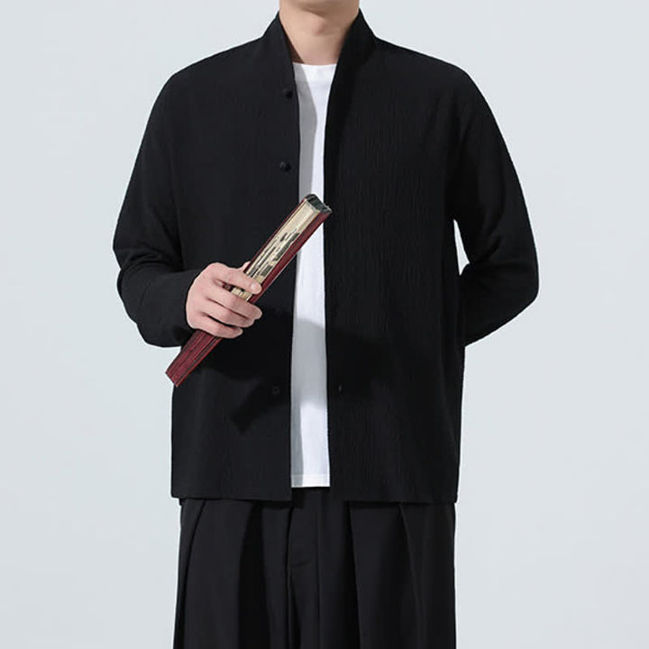 Buddha Stones Camisa de manga larga para hombre, estilo Tang clásico de otoño, con botones y abertura lateral. - image 23