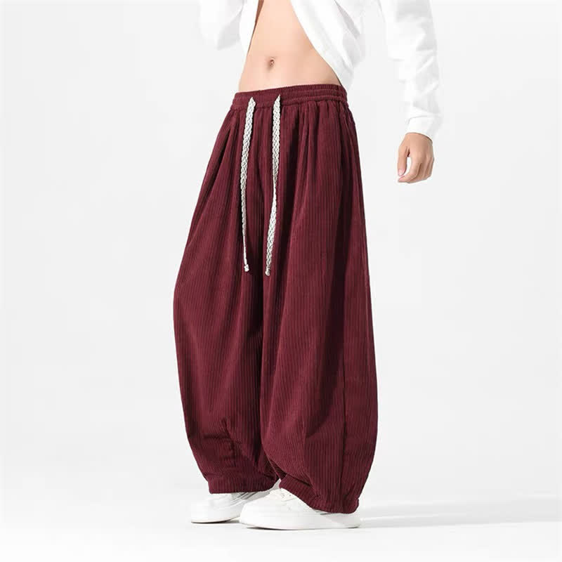 Buddha Stones Pantalones básicos de pana para hombre, de corte recto, con cordón ajustable, ideales para primavera y otoño. - Granate - US/UK/AU46, EU56 (5XL) - image 6