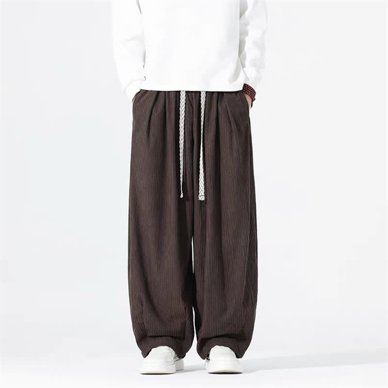 Buddha Stones Pantalones básicos de pana para hombre, de corte recto, con cordón ajustable, ideales para primavera y otoño. - Marrón silla de montar - US/UK/AU46, EU56 (5XL) - image 9
