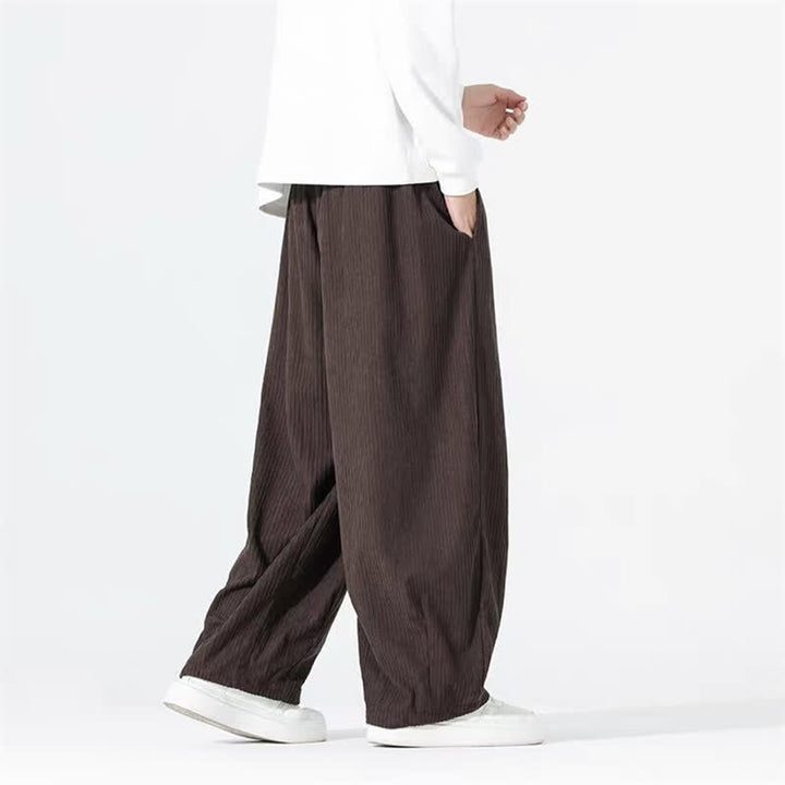 Buddha Stones Pantalones básicos de pana para hombre, de corte recto, con cordón ajustable, ideales para primavera y otoño. - image 10