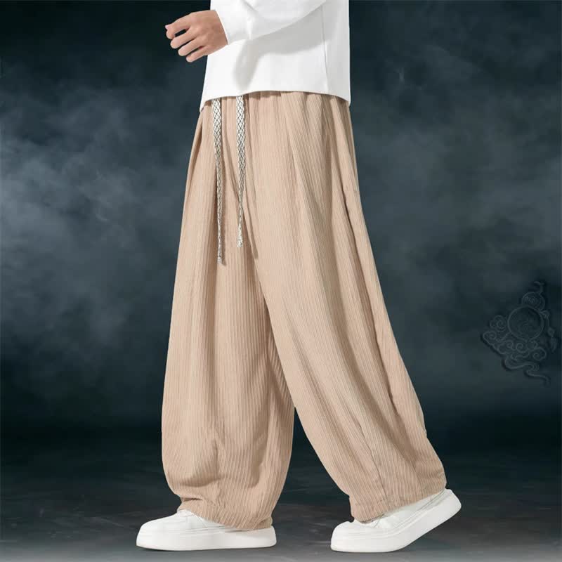 Buddha Stones Pantalones básicos de pana para hombre, de corte recto, con cordón ajustable, ideales para primavera y otoño. - image 14