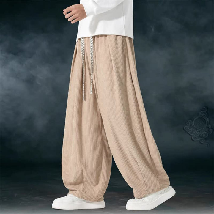 Buddha Stones Pantalones básicos de pana para hombre, de corte recto, con cordón ajustable, ideales para primavera y otoño. - image 14