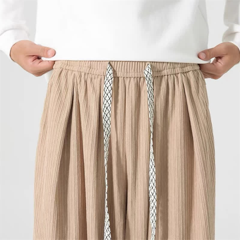 Buddha Stones Pantalones básicos de pana para hombre, de corte recto, con cordón ajustable, ideales para primavera y otoño. - image 15