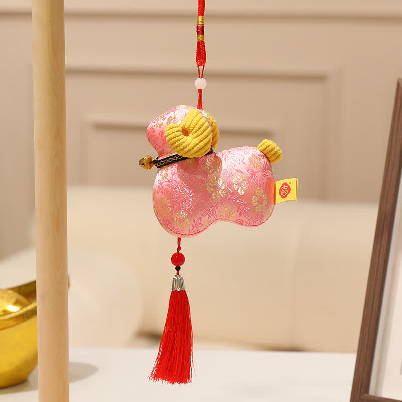 Buddha Stones Año de la Cabra Canción Brocado Oveja Borla de la Suerte Colgante Decoración de Animales Lindos - Rosa - Aprox. 13 cm - image 1