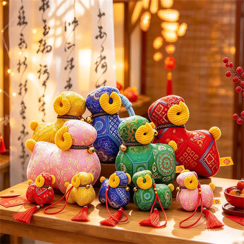 Buddha Stones Año de la Cabra Canción Brocado Oveja Borla de la Suerte Colgante Decoración de Animales Lindos - image 0
