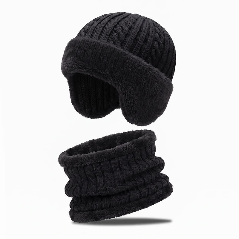 Buddha Stones Pasamontañas de invierno para hombre, de punto acanalado con ribete de felpa. - image 11