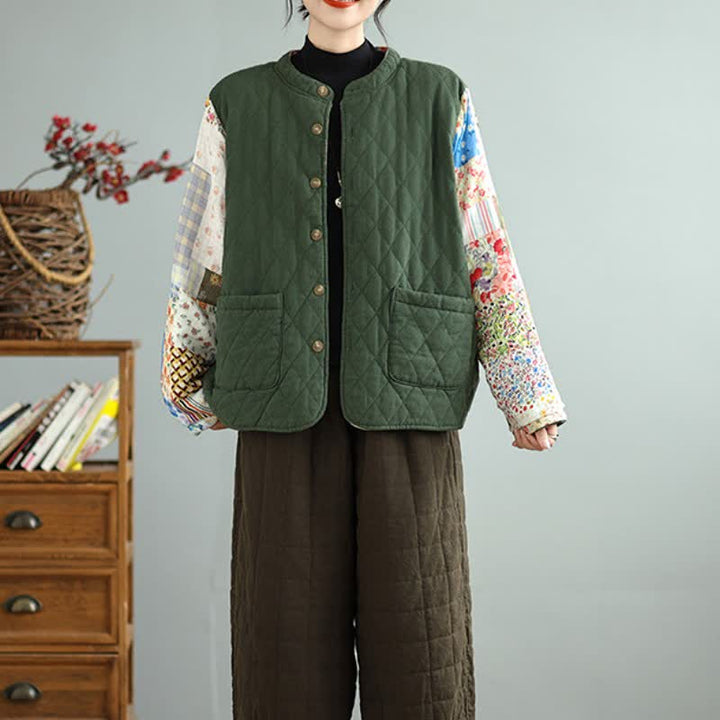 Buddha Stones Chaqueta reversible de mujer con botones, diseño floral patchwork, estilo vintage, para otoño/invierno, con bolsillos. - image 7