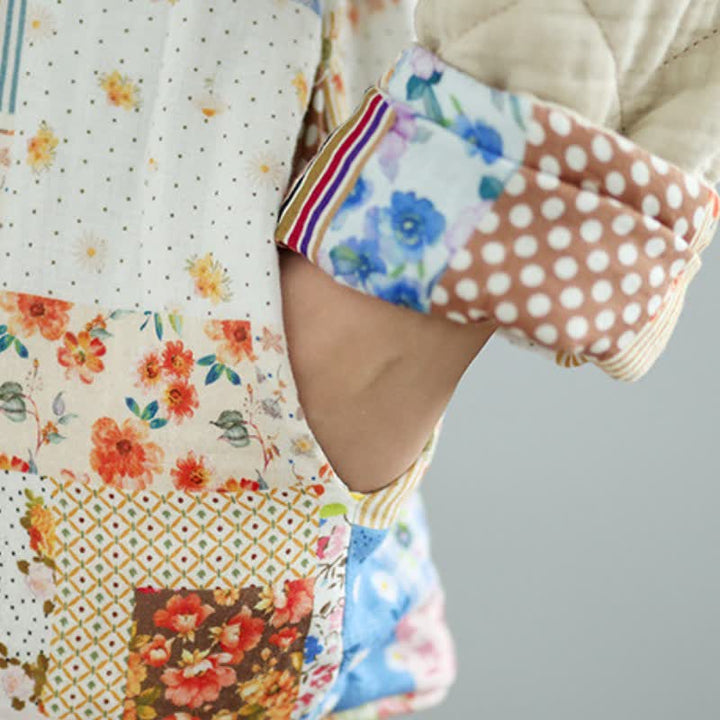 Buddha Stones Chaqueta reversible de mujer con botones, diseño floral patchwork, estilo vintage, para otoño/invierno, con bolsillos. - image 12