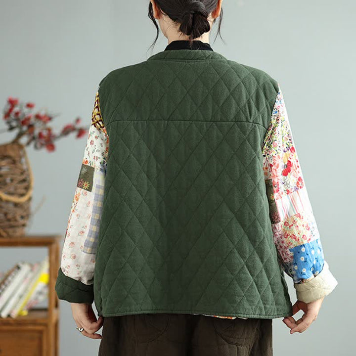 Buddha Stones Chaqueta reversible de mujer con botones, diseño floral patchwork, estilo vintage, para otoño/invierno, con bolsillos. - image 5