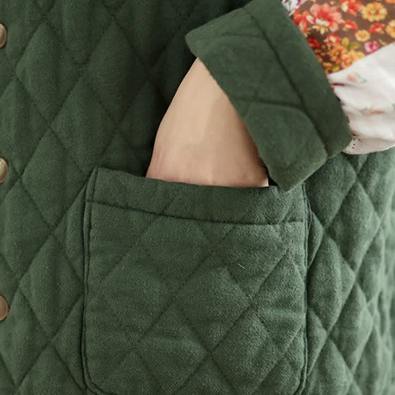 Buddha Stones Chaqueta reversible de mujer con botones, diseño floral patchwork, estilo vintage, para otoño/invierno, con bolsillos. - image 10