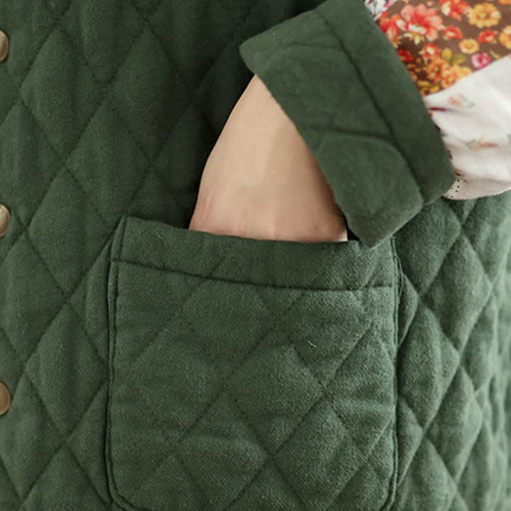 Buddha Stones Chaqueta reversible de mujer con botones, diseño floral patchwork, estilo vintage, para otoño/invierno, con bolsillos. - image 10