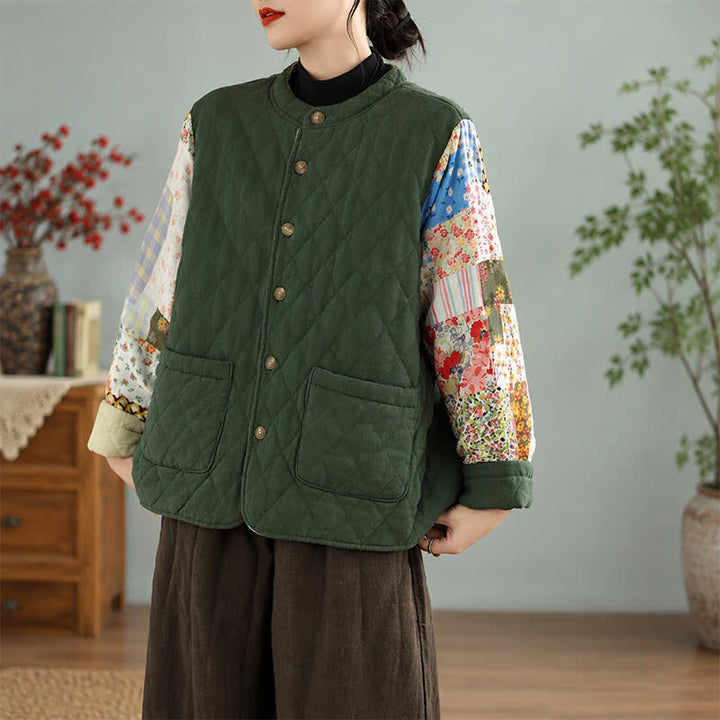 Buddha Stones Chaqueta reversible de mujer con botones, diseño floral patchwork, estilo vintage, para otoño/invierno, con bolsillos. - image 6