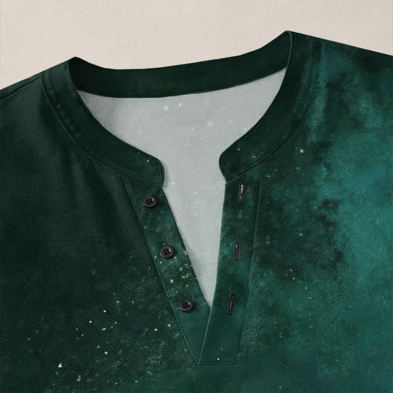 Buddha Stones Camisas de manga larga para hombre de algodón con cuello en V y estampado de semillas de diente de león. - image 11