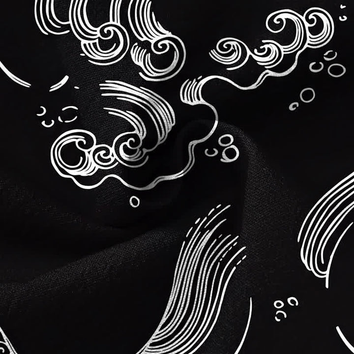 Buddha Stones Camisas de manga larga para hombre con cuello en V y botones, estampado de nubes de algodón. - image 13
