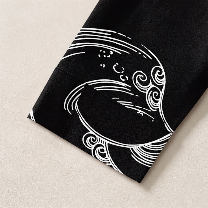 Buddha Stones Camisas de manga larga para hombre con cuello en V y botones, estampado de nubes de algodón. - image 12