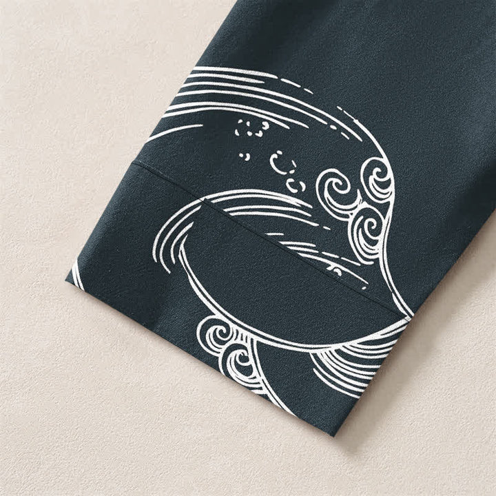 Buddha Stones Camisas de manga larga para hombre con cuello en V y botones, estampado de nubes de algodón. - image 19
