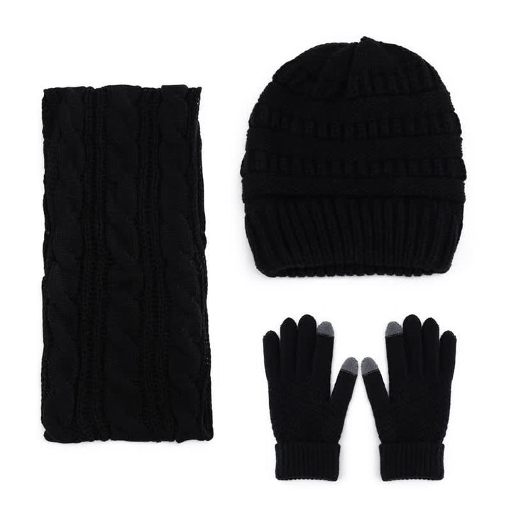 Buddha Stones Gorro, bufanda y guantes de punto trenzado para mujer, ideal para otoño e invierno. - image 4